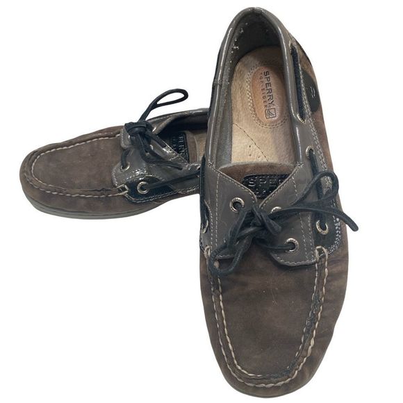 Woman’s Gray And Black Sperry Shoes Size 8 - Picture 1 of 5